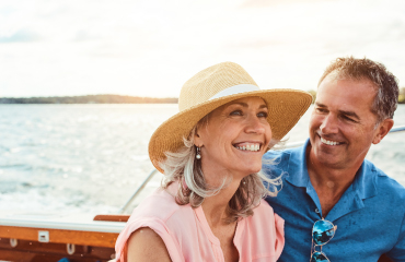 Mature couple on boat