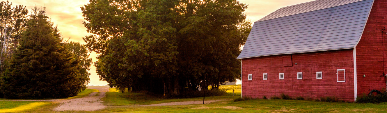 A red barn in the country